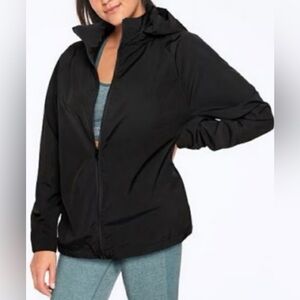 Victoria's Secret PINK Anorak Black Mock Neck Windbreaker Hood